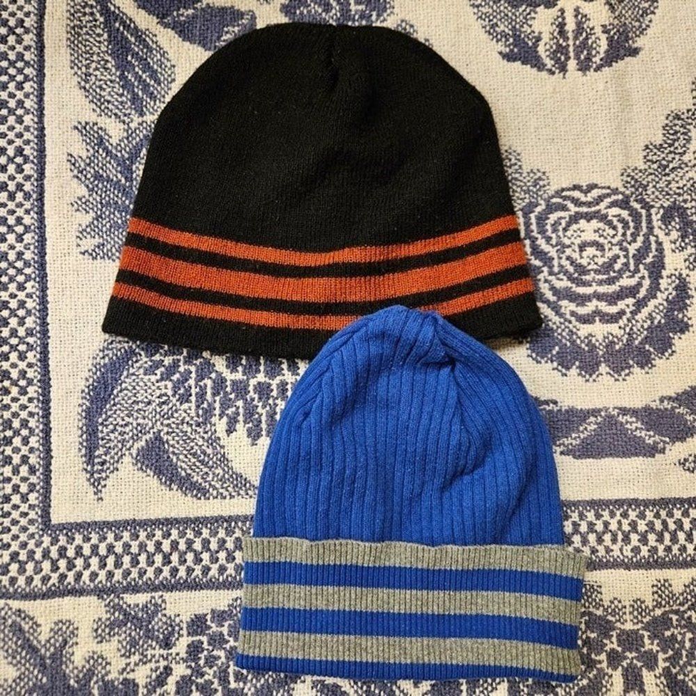 Little Boys Winter Beanie‎ Hats Lot of 2 -USED, WASHED